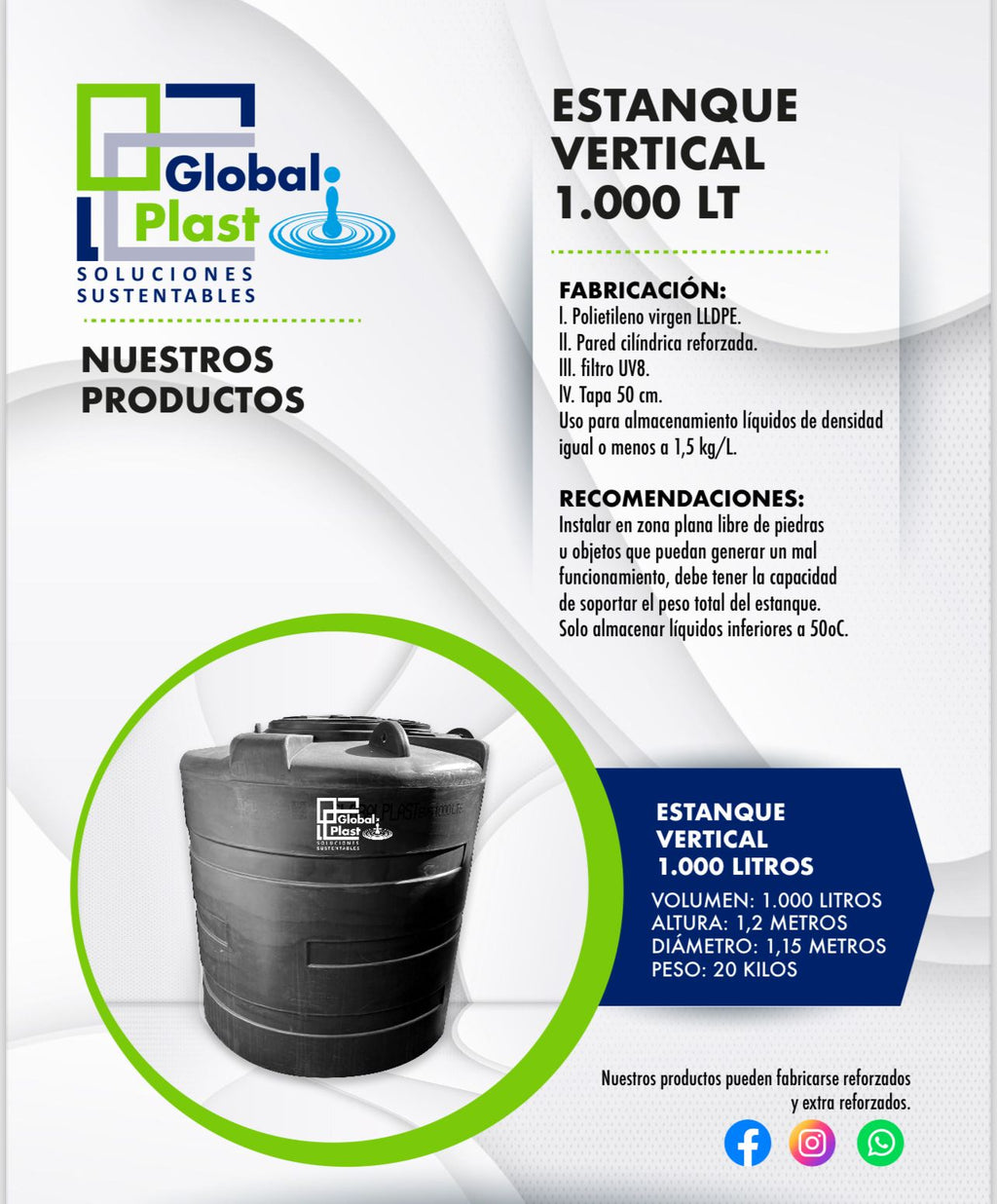 Estanque de agua potable 1000L